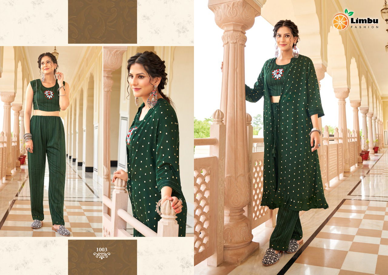 Limbu Sarag Fancy Stylish Party Wear Wholesale Kurti With Bottom Catalog